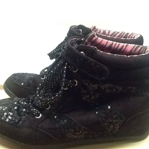 black high top wedges